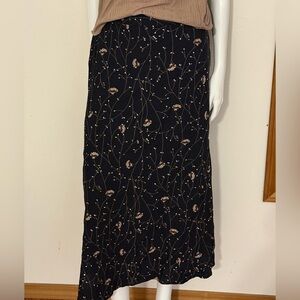 Sag Harbor Black and Tan Floral Maxi Skirt